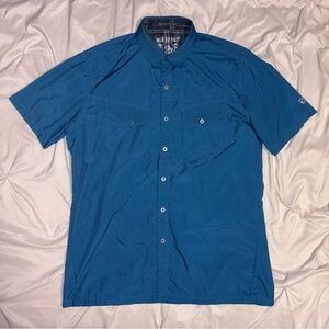 KUHL Stealth Shirt Men M Blue Short Sleeve Hiking Travel Gorpcore